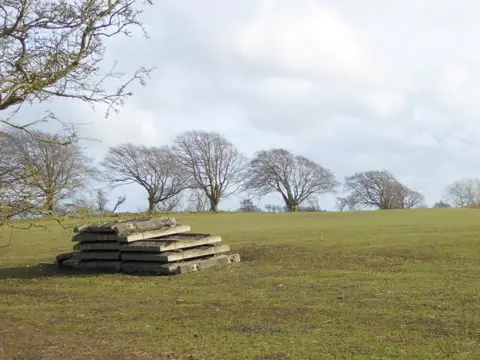 NZ0682 : Railway sleepers near East Shaftoe Hall