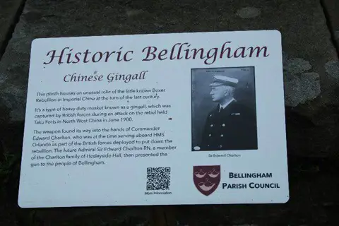 NY8383 : Information board re. Gingall, Bellingham