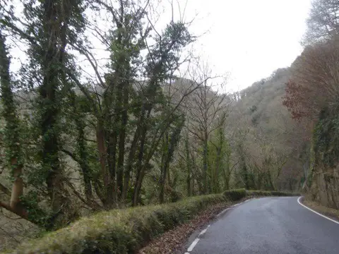 SS7349 : A39 between East Lyn River and Oxen Tor