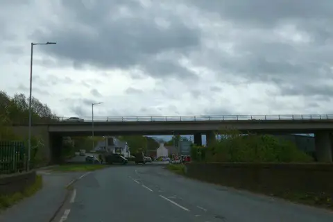 SJ4365 : Christleton Road Bridge carrying A55 over A41